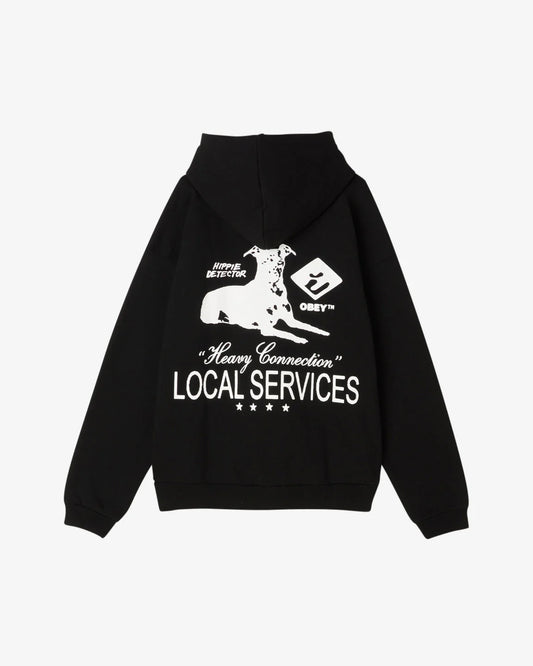 OBEY SERVICES EXTRA HEAVY HOOD PULLOVER HOOD - Black