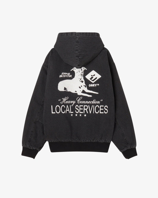 OBEY Local Service Zip UP Hood Jacket - Faded Black