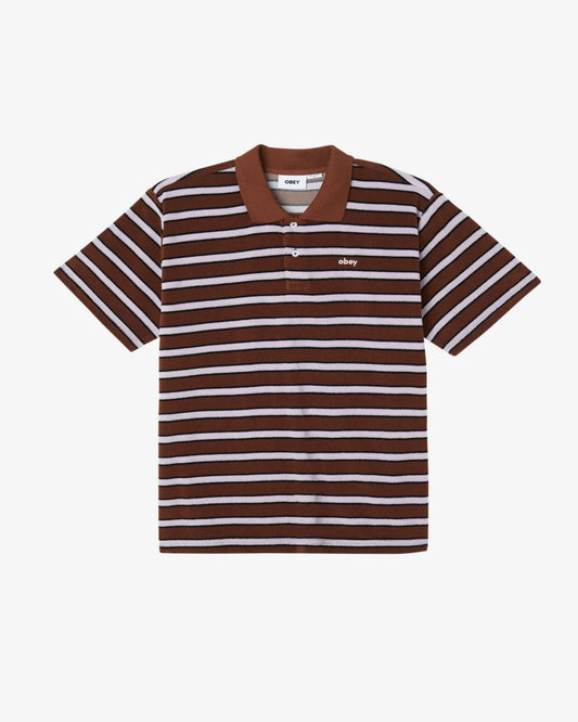 OBEY UNI TERRY CLOTH POLO SS - Sepia Multi