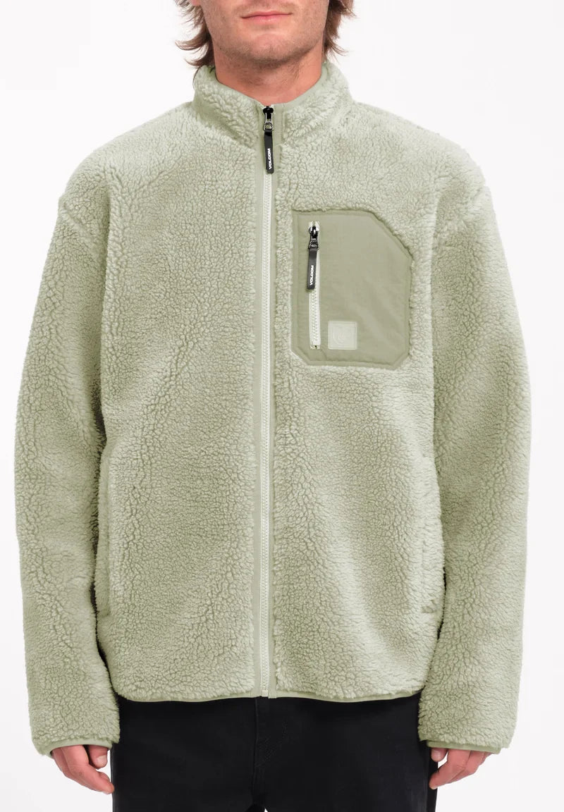 VOLCOM Muzzer Fuzzar Zip Sherpa - Green Tea