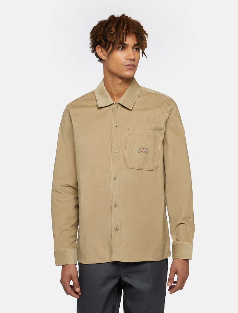 DICKIES CORDUROY L/S SHIRT - Khaki