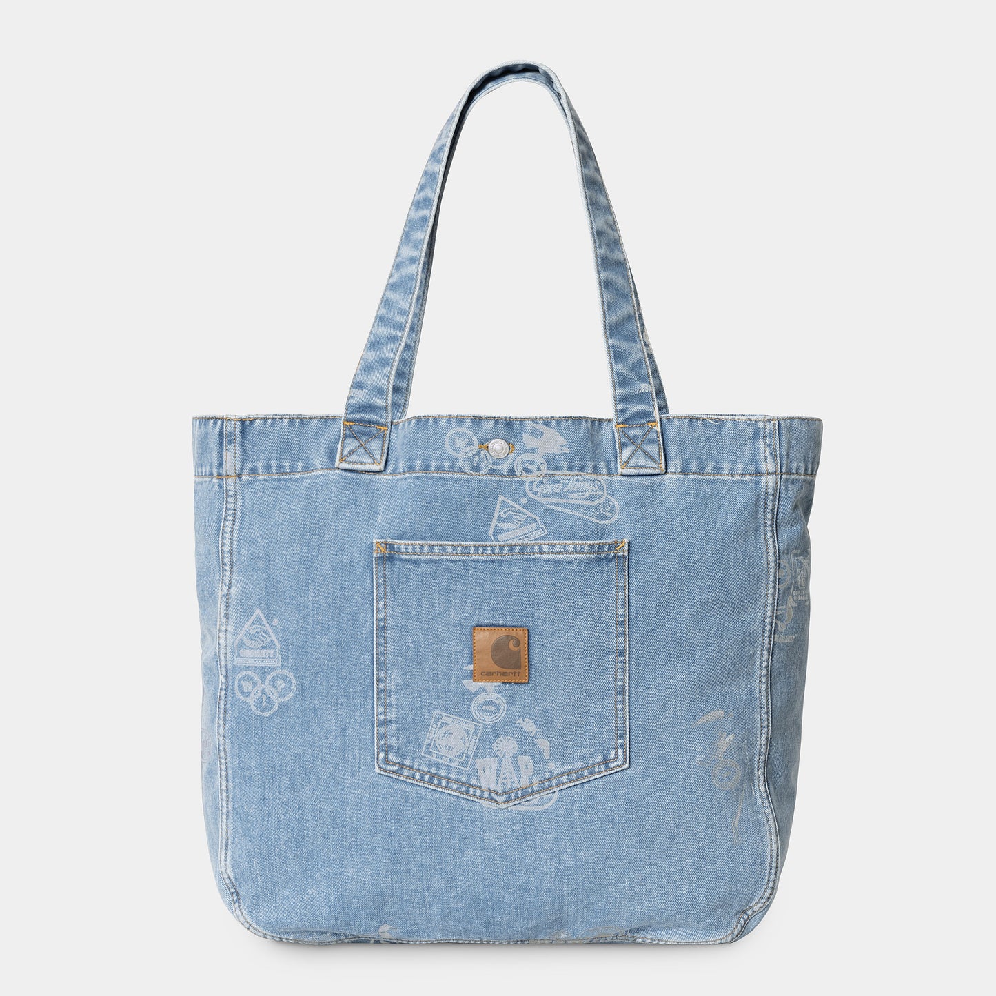 CARHARTT WIP Stamp Tote Bag - Stamp Print Blue (bleached)